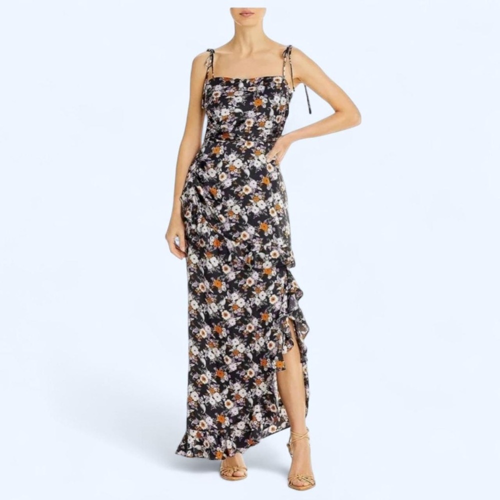 WAYF Floral Ruffle Maxi Dress